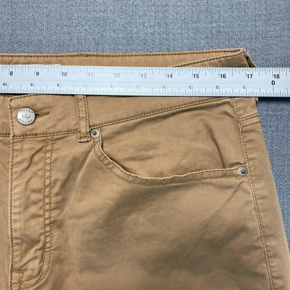 Peter Millar Mens 34 Tan Khaki 5-Pocket Stretch Cotton Straight Leg Pants